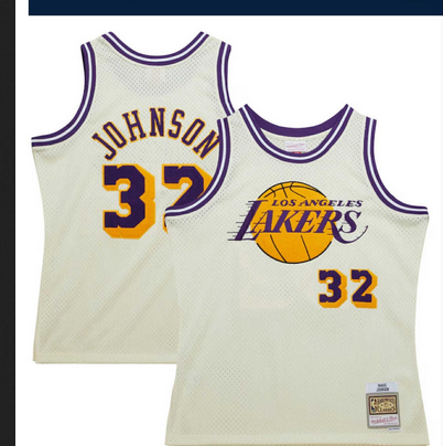 Custom Men Los Angeles Lakers #32 Johnson white NBA jersey->miami dolphins->NFL Jersey